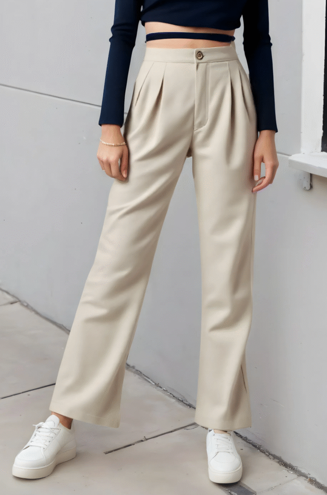 Damenhose mit hoher Taille & eleganten Faltendetails – Stilvoll & modern – Bild 3