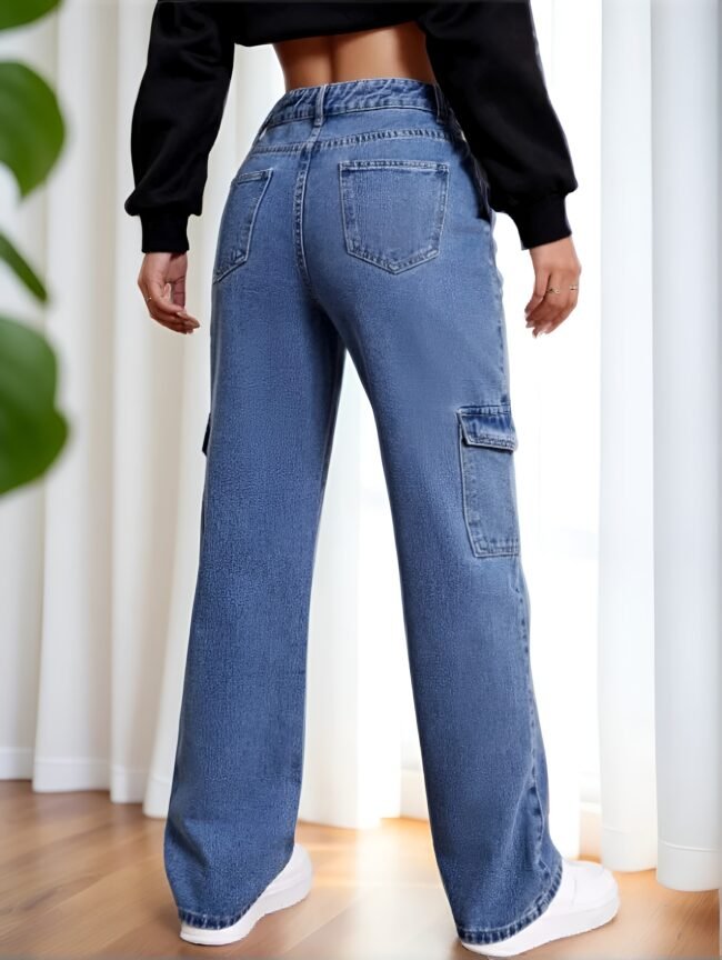 Trendige Cargo-Jeans für Frauen – Hoher Bund, Baggy Fit & Y2K Streetwear Look – Bild 2