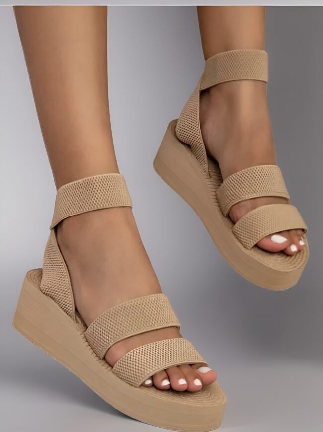 Stilvolle Espadrille Plateau Keil Sandalen mit Doppelschnalle – Bild 4