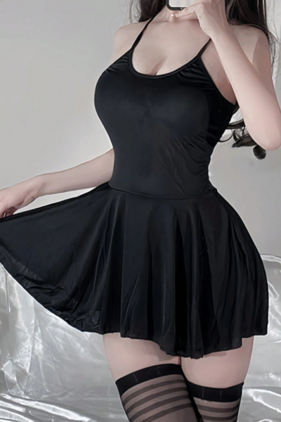 ultraknapper Damenwäsche, sexy und heiß in einfarbigem Trägerkleid - rückenfreies A-Linien