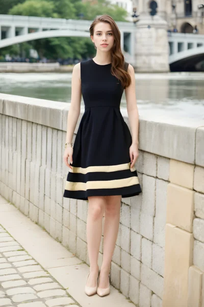 Miaspire Figurbetontes Kleid mit Kontrasteinsätzen – Stilvolle Eleganz ohne Gürtel
