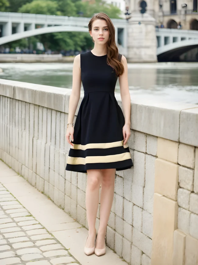 Miaspire Figurbetontes Kleid mit Kontrasteinsätzen – Stilvolle Eleganz ohne Gürtel