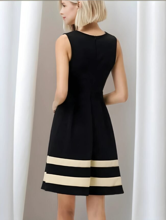 Miaspire Figurbetontes Kleid mit Kontrasteinsätzen – Stilvolle Eleganz ohne Gürtel – Bild 2
