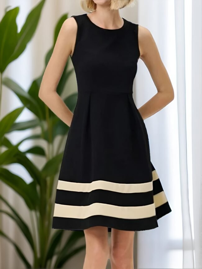 Miaspire Figurbetontes Kleid mit Kontrasteinsätzen – Stilvolle Eleganz ohne Gürtel – Bild 4