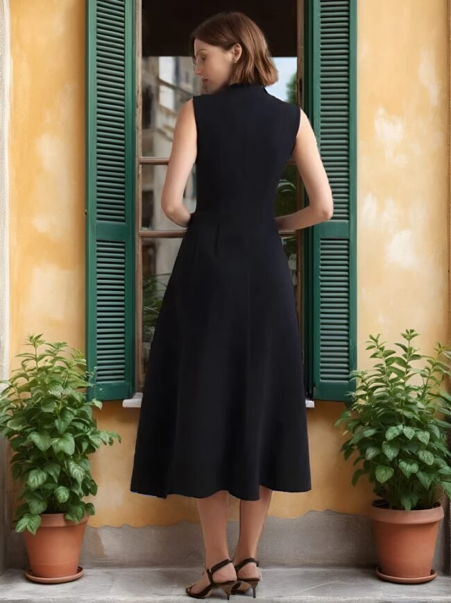 Elegantes Schwarz-Weiß Kleid ohne Ärmel – Perfekt für Silvester, Dates & Events – Bild 3