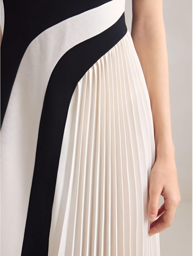 Elegantes Schwarz-Weiß Kleid ohne Ärmel – Perfekt für Silvester, Dates & Events – Bild 4
