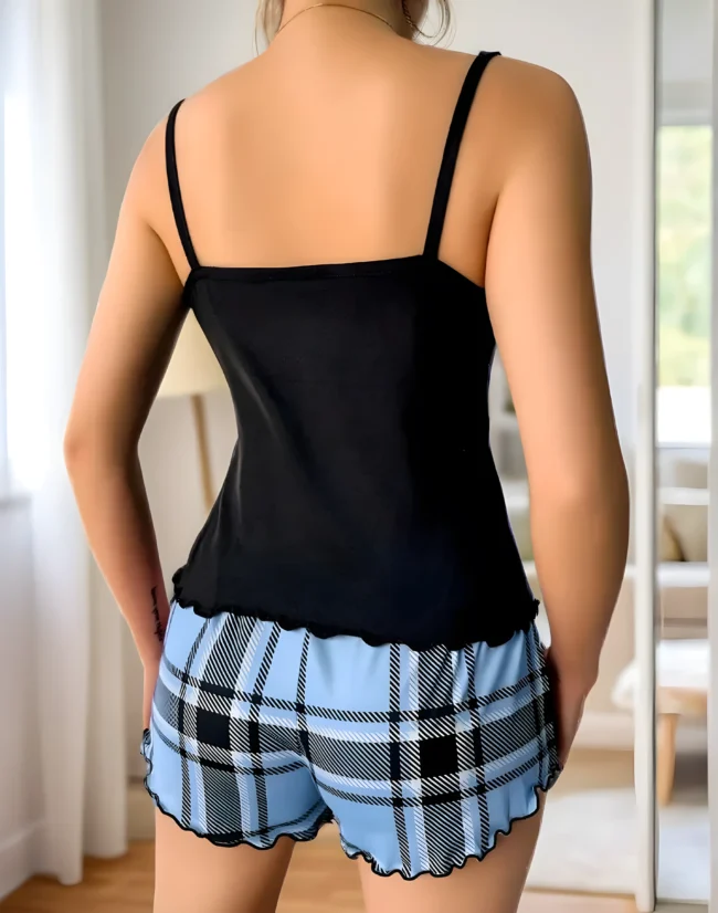Damen-Pyjama-Set mit Herz- & Karo-Muster – 2-teilig, Weich & Bequem. Nachtwäsche & Loungewear für jede Jahreszeit – Bild 5
