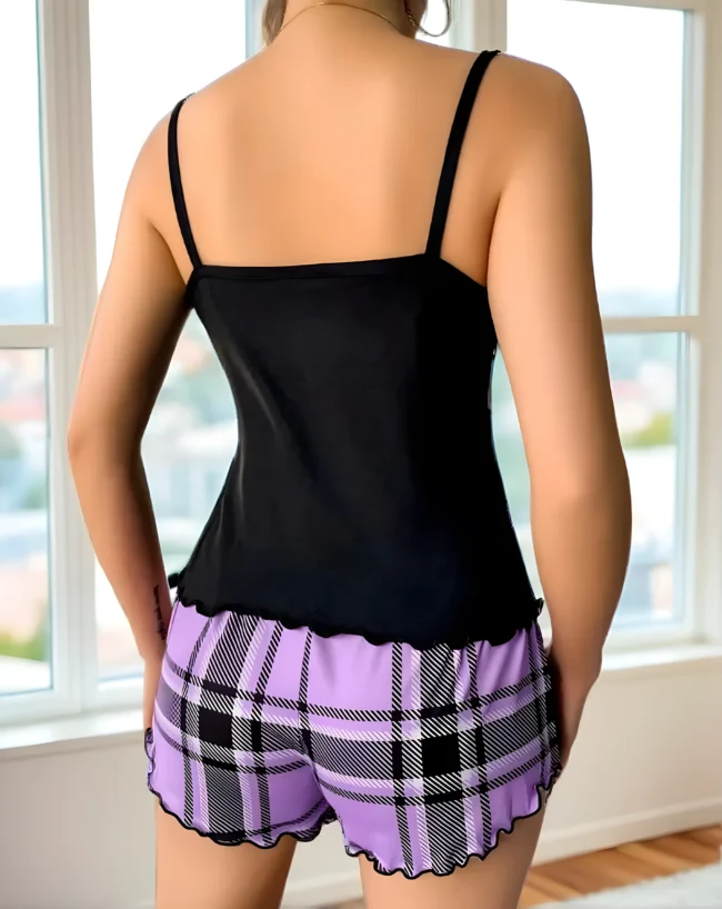 Damen-Pyjama-Set mit Herz- & Karo-Muster – 2-teilig, Weich & Bequem. Nachtwäsche & Loungewear für jede Jahreszeit – Bild 6