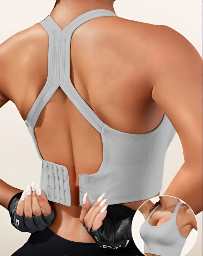 Damen Sport-BH – Atmungsaktives, nahtloses Bustier mit herausnehmbaren Pads | Rutschfest & bügellos – Bild 6