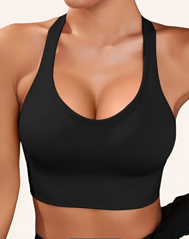 Damen Sport-BH – Atmungsaktives, nahtloses Bustier mit herausnehmbaren Pads | Rutschfest & bügellos – Bild 3