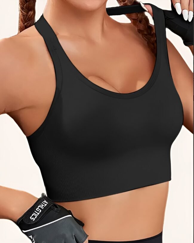 Damen Sport-BH – Atmungsaktives, nahtloses Bustier mit herausnehmbaren Pads | Rutschfest & bügellos – Bild 4