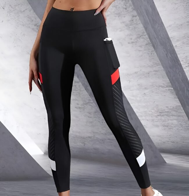Yogahose mit hoher Taille für Damen – Po-Lift Effekt & Farbblock-Design | Atmungsaktive Shaping-Leggings für Fitness, Laufen & Alltag – Bild 4