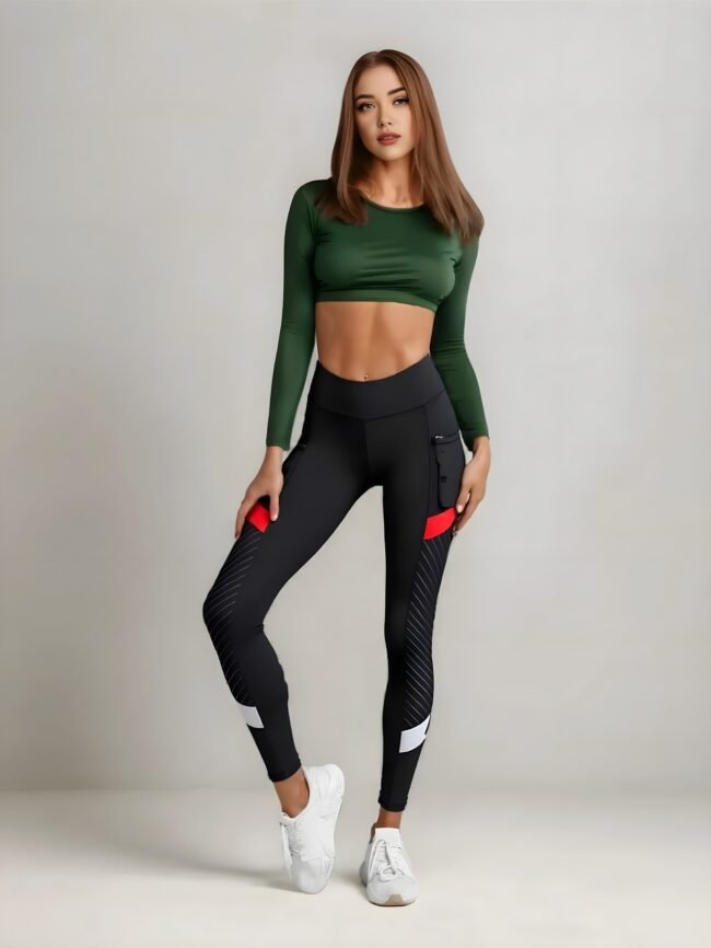 Yogahose mit hoher Taille für Damen – Po-Lift Effekt & Farbblock-Design | Atmungsaktive Shaping-Leggings für Fitness, Laufen & Alltag – Bild 2