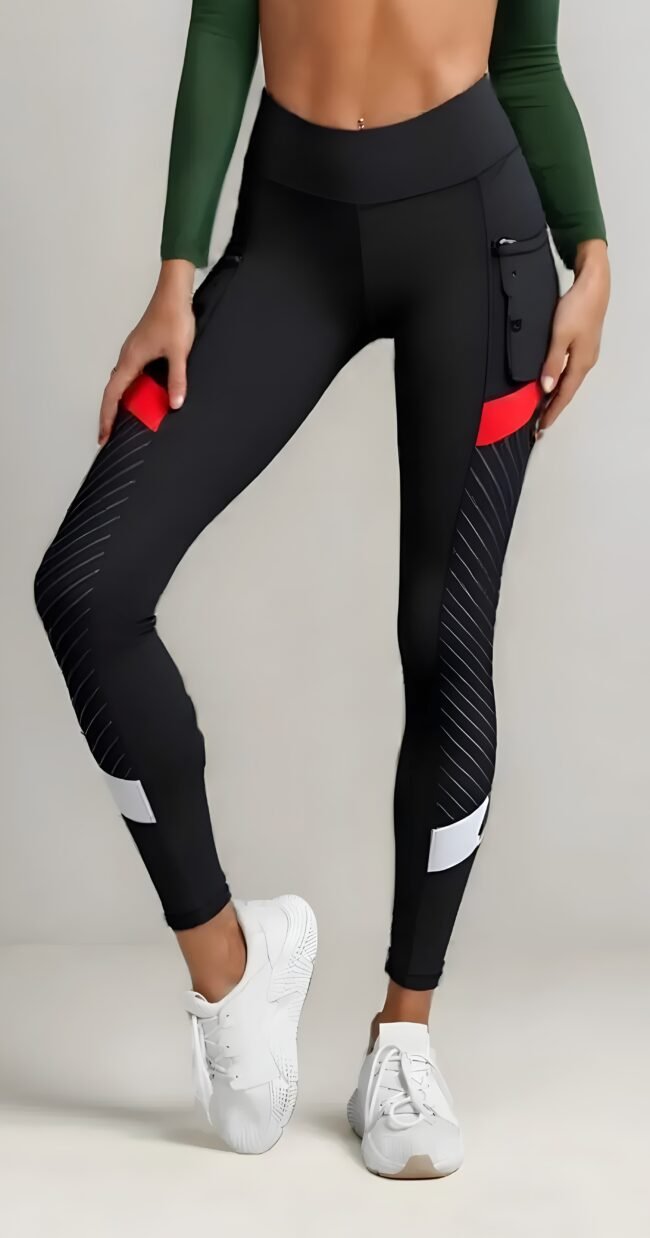 Yogahose mit hoher Taille für Damen – Po-Lift Effekt & Farbblock-Design | Atmungsaktive Shaping-Leggings für Fitness, Laufen & Alltag – Bild 8