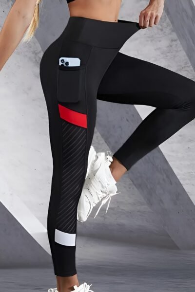 Yogahose mit hoher Taille für Damen – Po-Lift Effekt & Farbblock-Design | Atmungsaktive Shaping-Leggings für Fitness, Laufen & Alltag