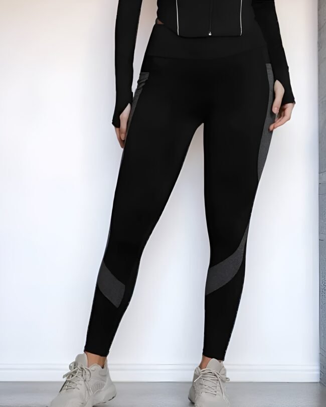 Nahtlose Damen-Yoga-Leggings mit hoher Taille & Taschen – Farbblock-Design | Bequem, stylisch & funktional – Bild 3