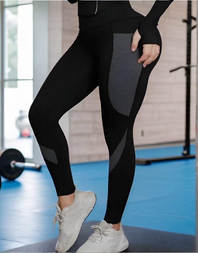 Nahtlose Damen-Yoga-Leggings mit hoher Taille & Taschen – Farbblock-Design | Bequem, stylisch & funktional – Bild 2