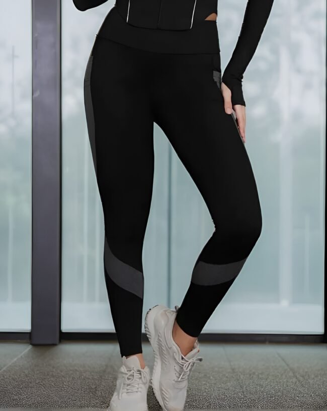 Nahtlose Damen-Yoga-Leggings mit hoher Taille & Taschen – Farbblock-Design | Bequem, stylisch & funktional – Bild 5