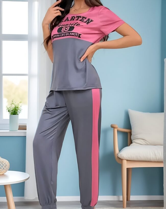 Damen-Pyjama-Set mit Buchstaben-Print – Kurz. Bequem, stilvoll & ideal für jede Jahreszeit – Bild 6