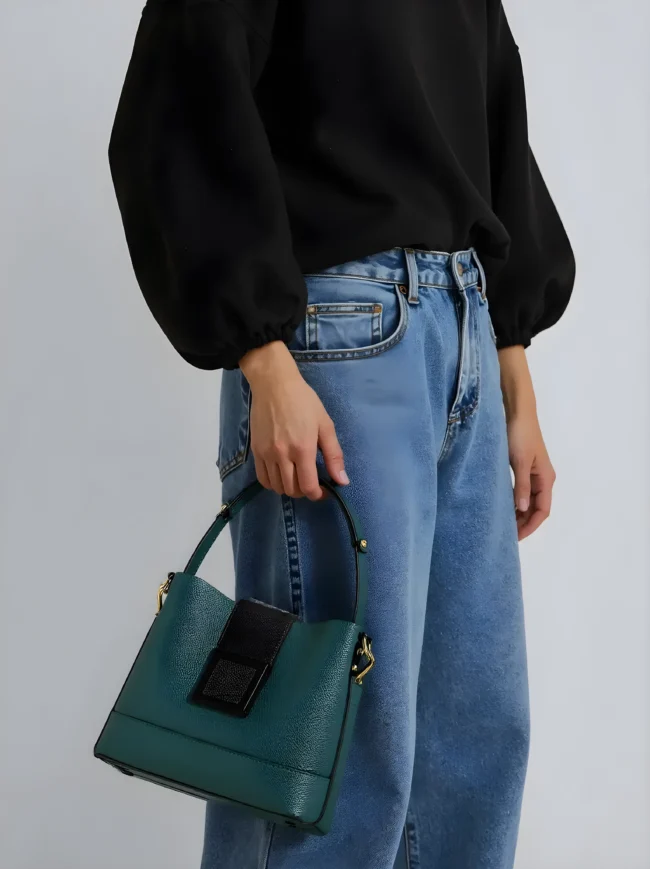 Elegante Einfarbige Eimertasche für Damen – Verstellbarer Schultergurt & Reißverschluss. Leichte Crossbody-Handtasche für Alltag & Büro – Bild 5