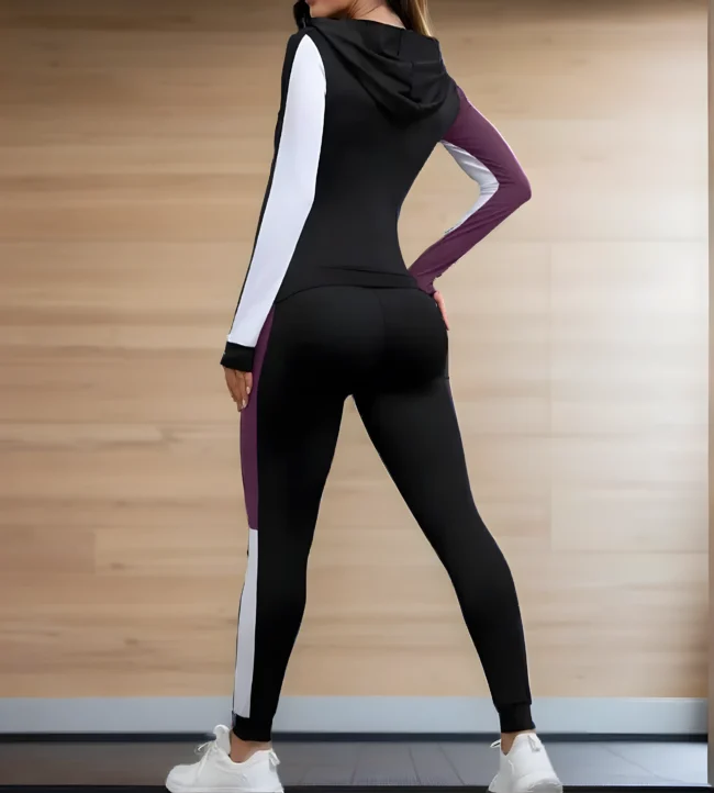 Damen-Yogahose mit Farbblock & Taschen – Patchwork-Design, Hochelastischer Sportstil aus Polyesterstrick – Bequeme Activewear – Bild 5