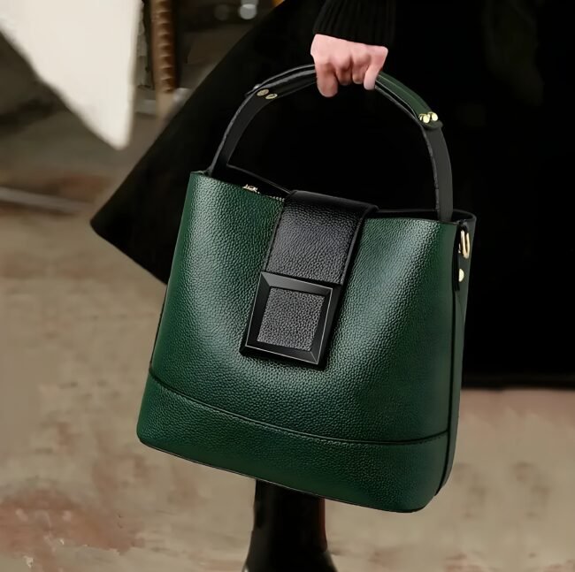 Elegante Einfarbige Eimertasche für Damen – Verstellbarer Schultergurt & Reißverschluss. Leichte Crossbody-Handtasche für Alltag & Büro – Bild 3