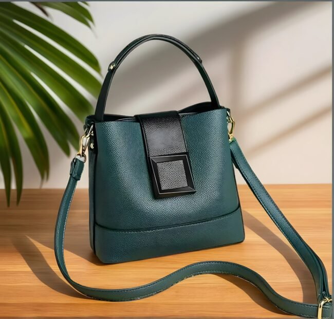 Elegante Einfarbige Eimertasche für Damen – Verstellbarer Schultergurt & Reißverschluss. Leichte Crossbody-Handtasche für Alltag & Büro – Bild 2