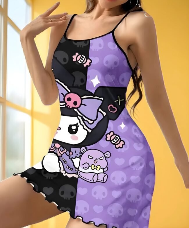 Sanrio Damen-Kuromi-Pyjamas – Bequemes Homewear mit niedlichem Kuromi-Print – Bild 4