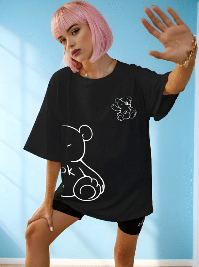 Oversize Damen T-Shirt mit Cartoon Grafik – Lockerer Schnitt, Trendiges Statement-Shirt – Bild 6