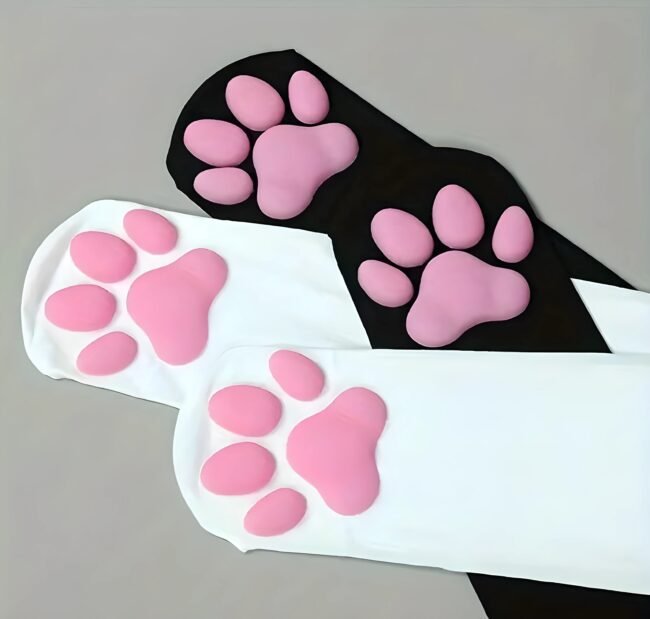 Katzenpfoten-Oberschenkelstrümpfe – Elegante Cosplay-Socken im JK-Stil 🖤💗 Süß, verspielt & stilvoll – für dein perfektes Anime- oder Maid-Outfit – Bild 10