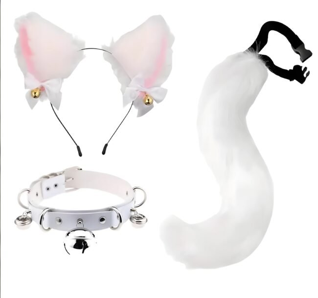 Cosplay-Set mit Katzenohren & Fuchsschwanz – Niedliche Accessoires für dein Rollenspiel-Outfit 🖤✨
