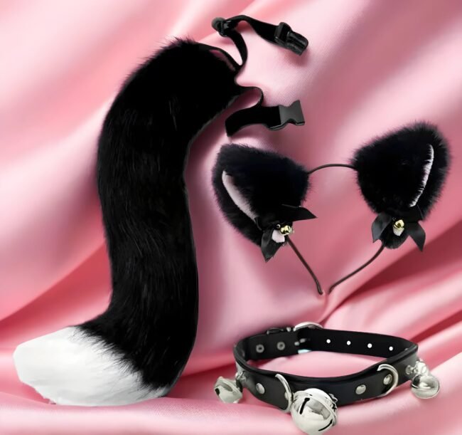 Cosplay-Set mit Katzenohren & Fuchsschwanz – Niedliche Accessoires für dein Rollenspiel-Outfit 🖤✨ – Bild 5