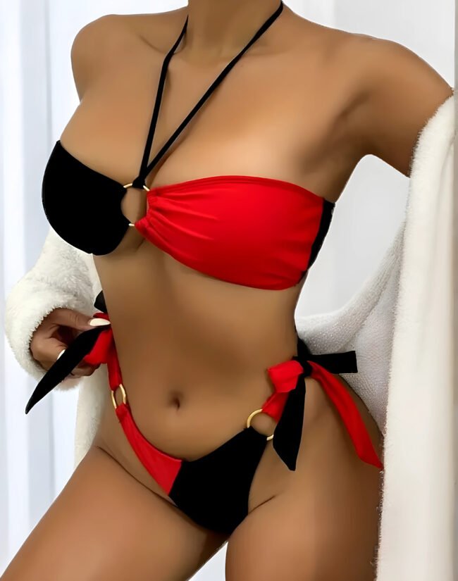Zweifarbiges Halter-Bikini-Set für Damen – Verführerischer Look für besondere Momente – Bild 2