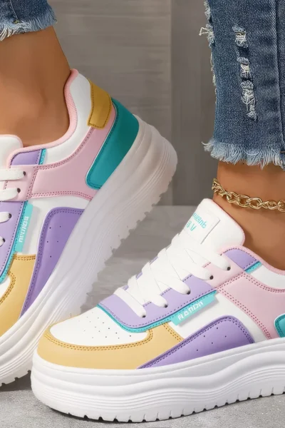 PastelMove – Stylische Damen-Sneaker mit Farbblock & dicker EVA-Sohle
