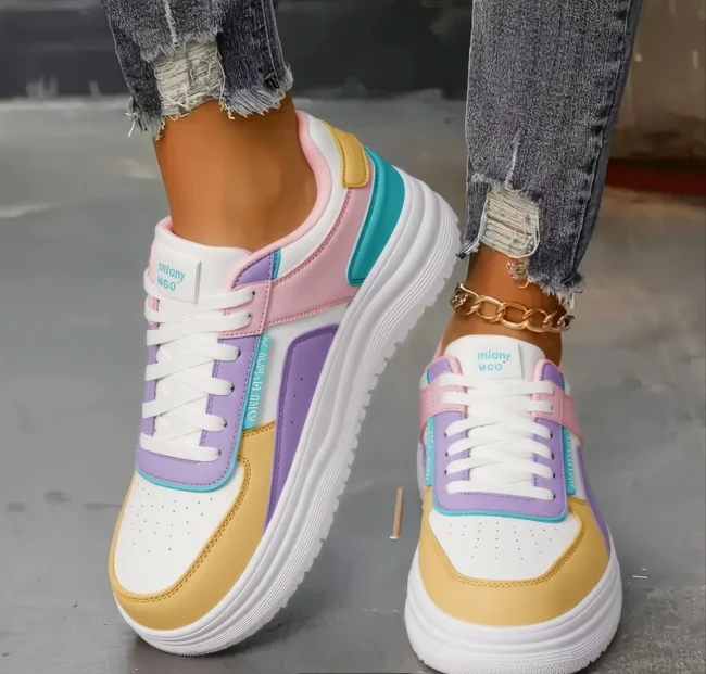PastelMove – Stylische Damen-Sneaker mit Farbblock & dicker EVA-Sohle – Bild 3