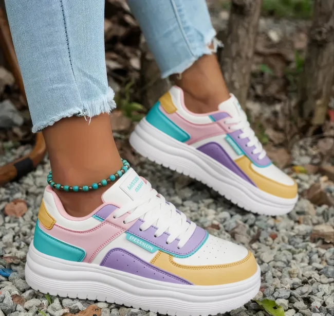 PastelMove – Stylische Damen-Sneaker mit Farbblock & dicker EVA-Sohle – Bild 2