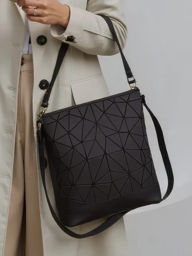 Moderne Damen-Umhängetasche mit Geometrie-Design – Schwarz & Stylisch – Bild 4