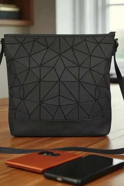 Moderne Damen-Umhängetasche mit Geometrie-Design – Schwarz & Stylisch