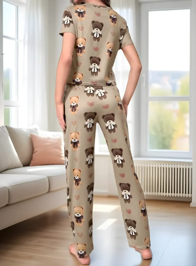 Damen Schlafanzug-Set mit Cartoon-Grafik – Süß, bequem & sommerlich – Bild 2