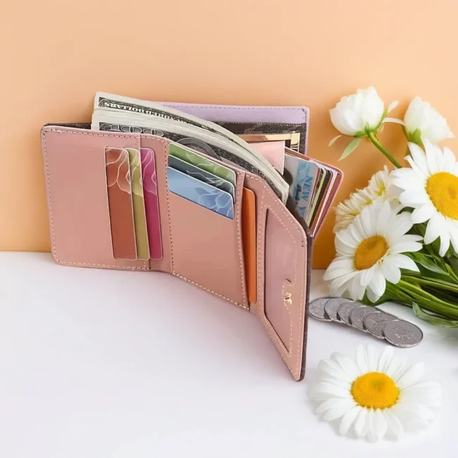 Metro Mode – Dreifach-Geldbörse mit „M“-Print & Schnellverschluss | Beige Futter, viele Kartenfächer für stilvolle Damen – Bild 5