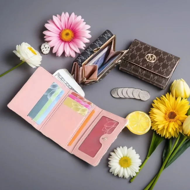Metro Mode – Dreifach-Geldbörse mit „M“-Print & Schnellverschluss | Beige Futter, viele Kartenfächer für stilvolle Damen – Bild 6