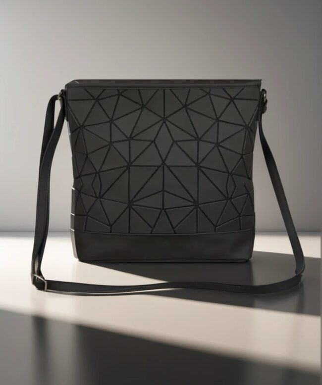 Moderne Damen-Umhängetasche mit Geometrie-Design – Schwarz & Stylisch – Bild 3
